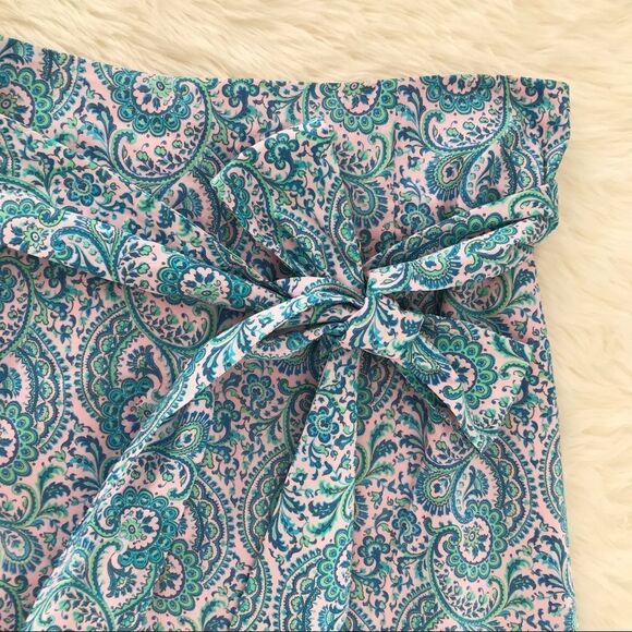 ANTONIO MELANI Blue Paisley Pencil Skirt Belted Tie‎ Waist Liberty London Size 2 - Picture 5 of 10